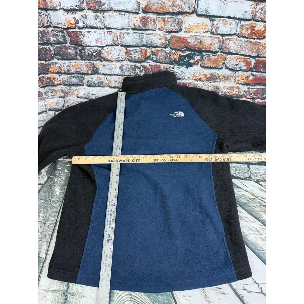 The North Face Mens Full Zip Fleece Jacket Navy Blue Black Colorblock Large
